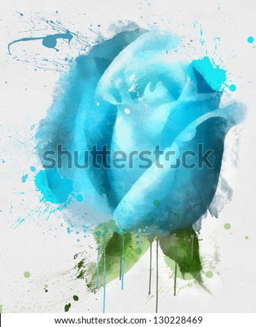The Blue Rose, watercolor