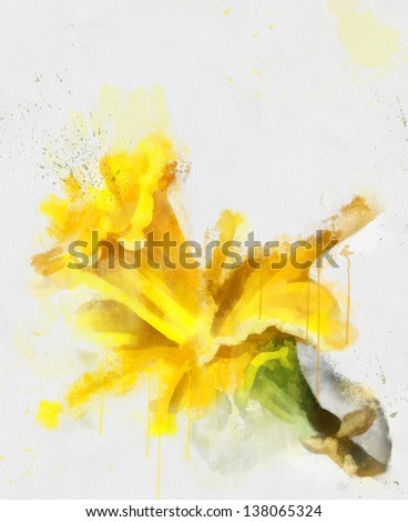 Narcissus white spring flowers against the sky - handmade watercolor painting illustration on a white paper art background