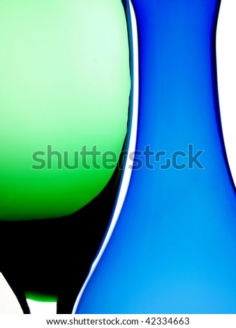 Abstract background design made from an empty  wine glass and vases.
