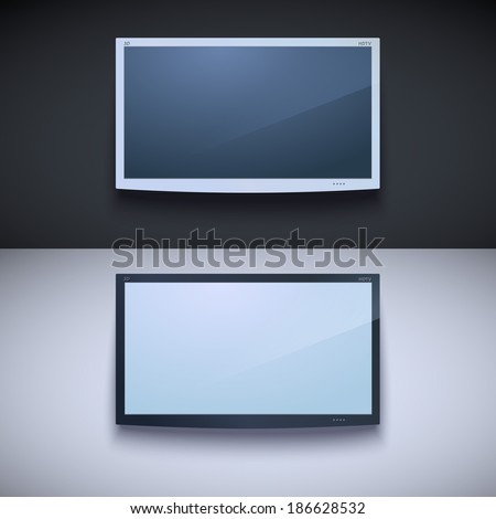 Led tv hanging on the wall. Two color, for your design