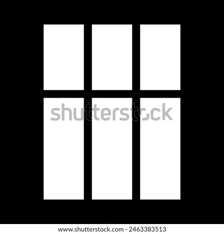 Silhouette of window of nine sections for light gobo mask.