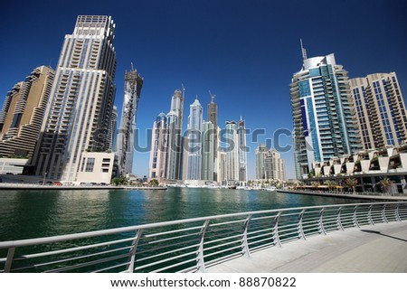 Modern architecture in the Dubai Marina Area (United Arab Emirates)