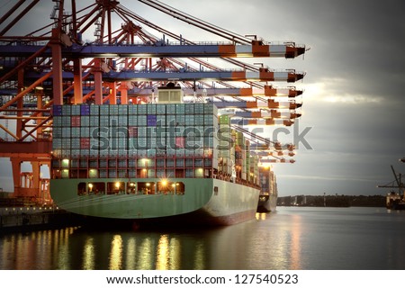 Similar – Image, Stock Photo Blue hour Container