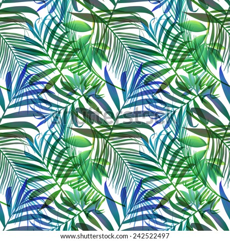 Tropical Monstera And Palm Leaves. Seamless Stylish Fashion Floral ...