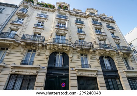 PARIS, FRANCE - OCTOBER 9, 2014: Jim Morrison lived on the third floor of Rue Beautreillis 17 in Paris when he died of a heroin overdose in 1971.