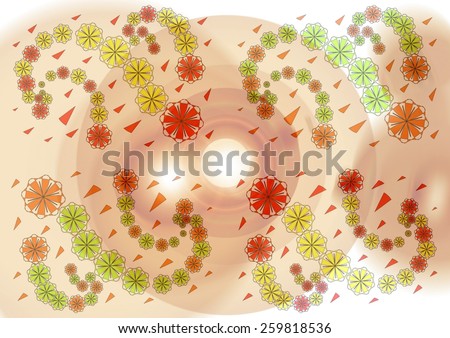Splendid unique  colorful   modern  geometric abstract design superimposed  with   floral  motifs on a  plain  blurred background ideal for stunning  wallpapers  and chic backgrounds.