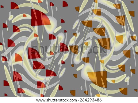 Charming distinctive    modern abstract design with  geometric   motifs in two picture format superimposed  on  a textured  pattern   background ideal for classic wallpapers and backgrounds.