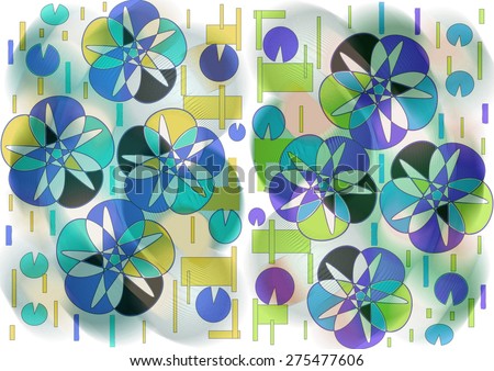 Delightfully enchanting   unique  modern    abstract design  with floral and   geometric  motifs superimposed   on a   plain  blurred    background ideal for  superbly    elegant  wallpapers.
