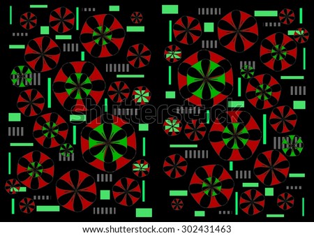 Spectacular   delicate  colorful   modern    geometric   abstract design superimposed  on a plain black  background ideal for stunning  wallpapers  and  chic backgrounds.