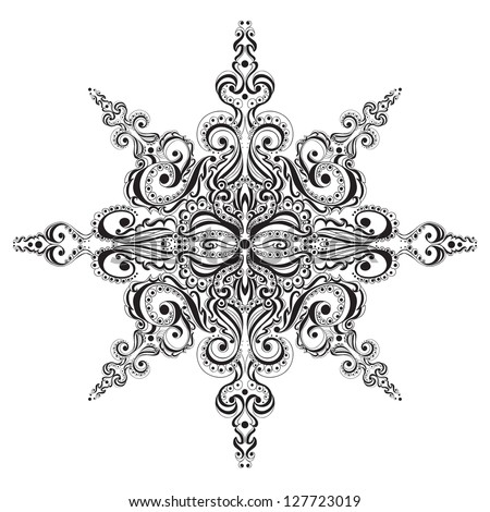 Ornamental Black And White Snowflake. Tattoo Pattern Stock Photo ...