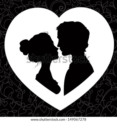 Black And White Silhouettes Of Loving Couple Stock Vector Illustration ...