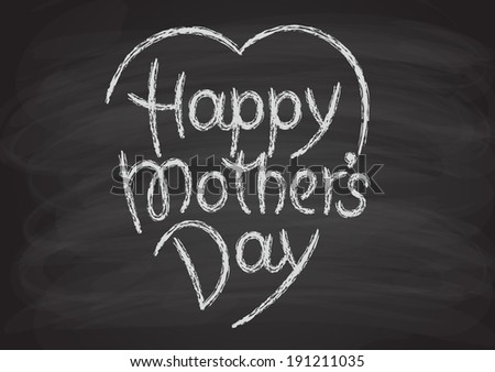 Happy mother\'s day hand-drawn lettering. Chalk letters on the blackboard