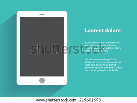 Tablet computer with blank screen. Using digital tablet pc similar to ipad, flat design concept. Eps 10 vector illustration