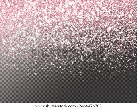 Pink glitter lights background. Sparkling glittering rain effect. Luxury frame for mother's day, Valentine, wedding, birthday party. Transparent background can be removed in vector format.