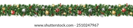 Similar – Image, Stock Photo Christmas tree with silver ornament. Festive mood. Closeup