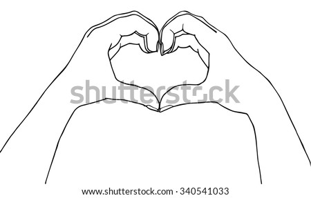 Heart Hands. Hands Making A Heart Shape. Vector Illustration Outline ...