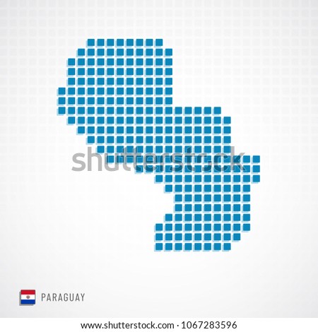 Vector illustration of Paraguay map dotted basic shape and flag icon