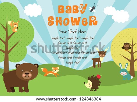 Baby Shower. Forest Friends. Vector Illustration - 124846384 : Shutterstock