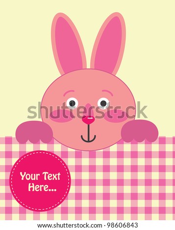 cute baby card with nice hare,rabbit. vector illustration