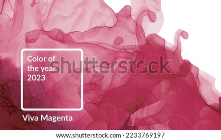 Color of the year 2023. Viva magenta ink painting abstract background.Trend inspiration illustration.