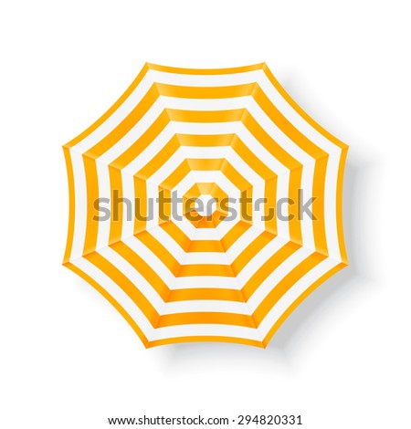 Beach umbrella, top view. Yellow beach umbrella