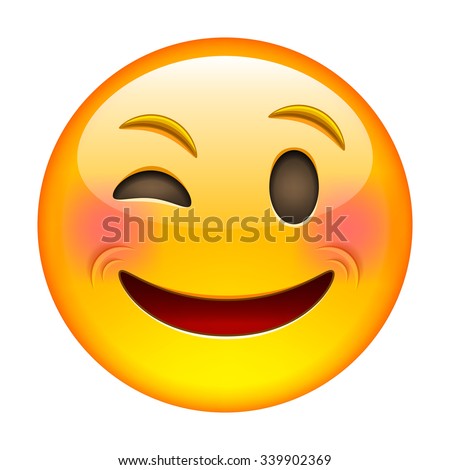 Eyewink emoticon. Isolated vector illustration on white background