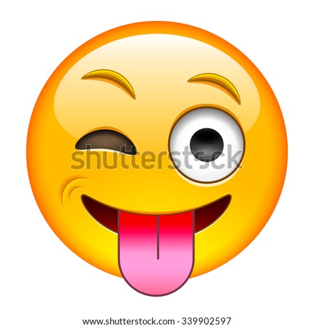 Eyewink with Tongue Emoticon. Isolated Vector Illustration on White Background