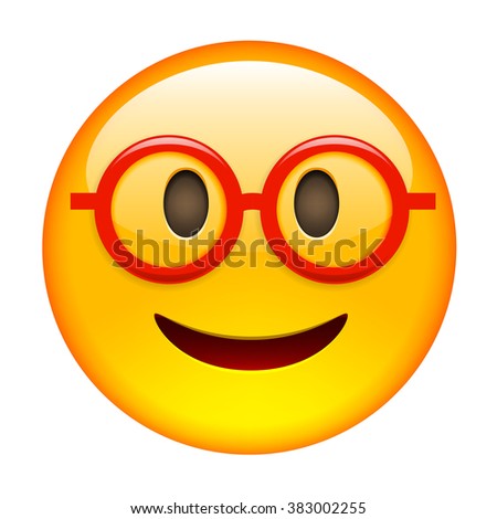 Emoticon With Glasses. Smile Icon. Isolated Vector Illustration On ...