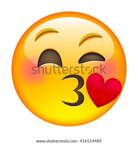 Kissing emoticon. Isolated vector illustration on white background