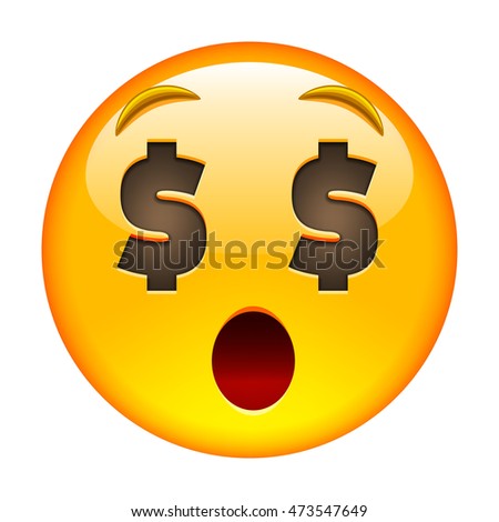 About Money Surprised Face. About Money Surprised Emoji. Smile About Money Surprised Emoticon. Isolated vector illustration on white background