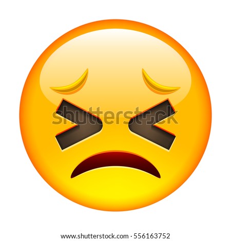 Persevered Unhappy Smile of Emoticon. Confused Smile Icon. Yellow Emoji. Isolated Illustration on White Background
