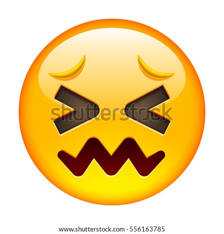 Confounded Unhappy Smile of Emoticon. Confused Smile Icon. Yellow Emoji. Isolated Illustration on White Background