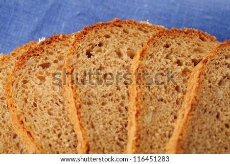 Whole Wheat Bread on blue background