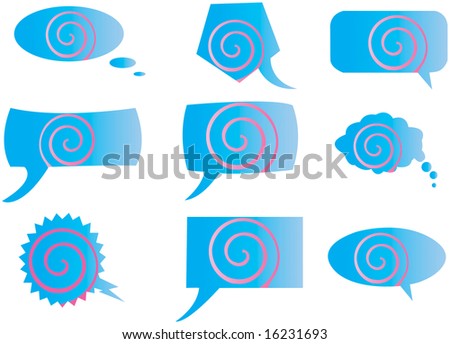 Message bubbles boxes, blue and pink