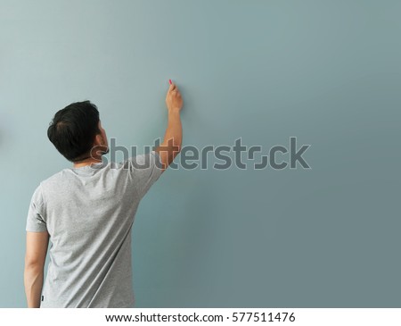 Similar – Image, Stock Photo Man. Writing on wall