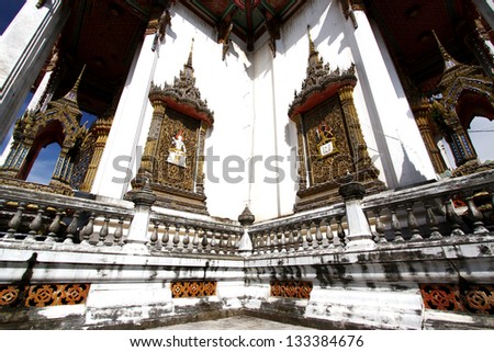 Thai Style Church in wat churamanee, samutsongkram Province, Thailand