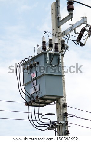 Concrete Pole & Distribution Transformer Of Power Transmission Line ...