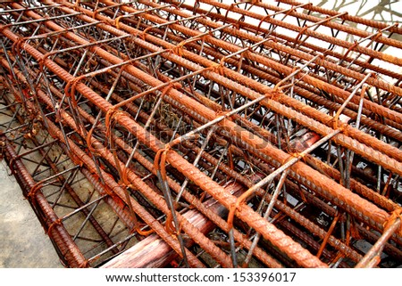 Steel rod, reinforcement before pouring concrete
