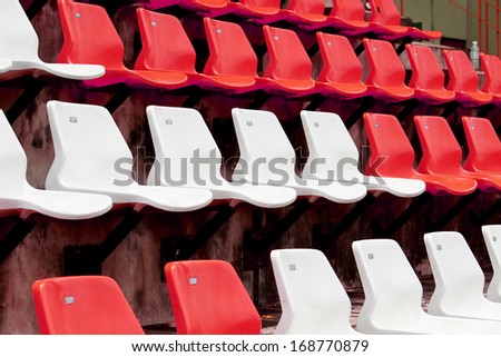 A row of chairs in stadium
