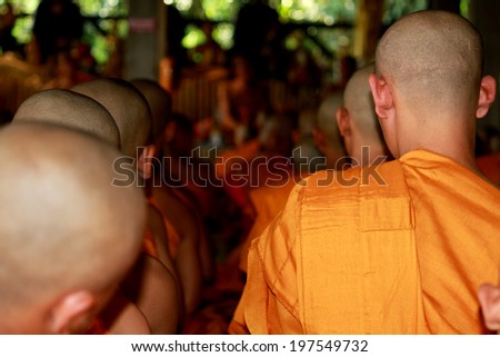 KANCHANABURI-THAILAND-APRIL 6 : Novice ordination ceremony of a summer tradition,Ancient for teach their children to have access to exodus as a child on April 6,2014 in Kanchanaburi,Thailand