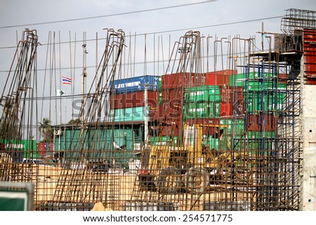 RAYONG-THAILAND-DECEMBER 25 : Construction of concrete bridge on the way on December 25, 2014 Rayong Province, Thailand.