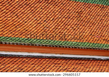 BANGKOK-THAILAND-JANUARY 1 : Traditional Thai style decoration of tile roof in Pho temple on January 1, 2015 Bangkok, Thailand.