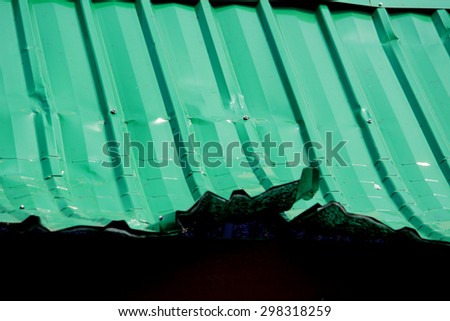 Green metal sheet roof