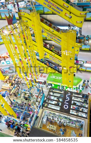 CHENGDU,CHINA - SEP 3,2011: Many people in the interior of Digital products market in chengdu,china.This market is named China Southwest digital market which is the biggest digital equipment Market.