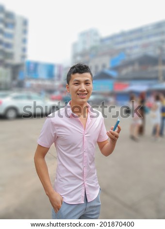 young man laugh outdoor