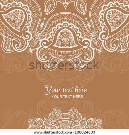 Invitation card or greeting card with lace ornament .