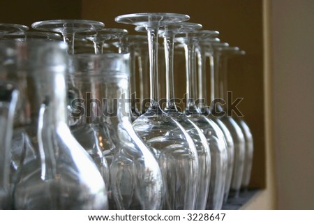 A group of wine Glasses in different focus planes