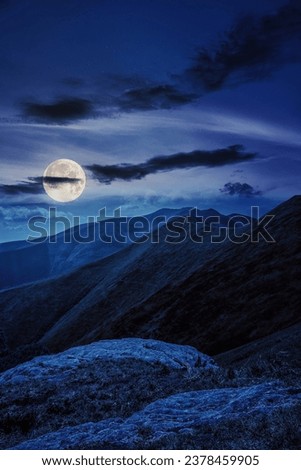 Similar – Image, Stock Photo Dark mountain range under cloudy sky in twilight