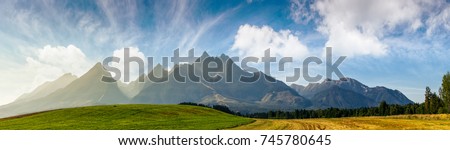 Similar – Image, Stock Photo beautiful mountain range with snow in early summer