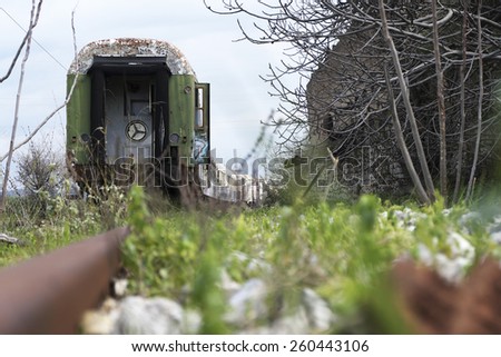 Old and abandoned passenger train wagons Stock foto © 